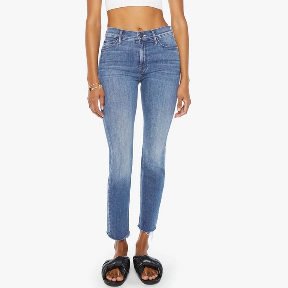 MOTHER Denim - MOTHER The Mid Rise Dazzler Ankle Fray Medium Blue Wash 29